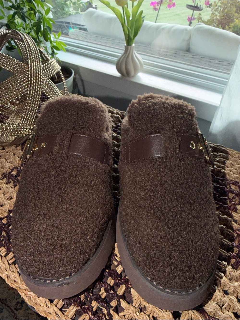Dolce Vita Brown Shearling-Look Slip-On Mules - Picture 2 of 6